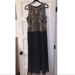 Intricate Black and Gold Beaded Gown